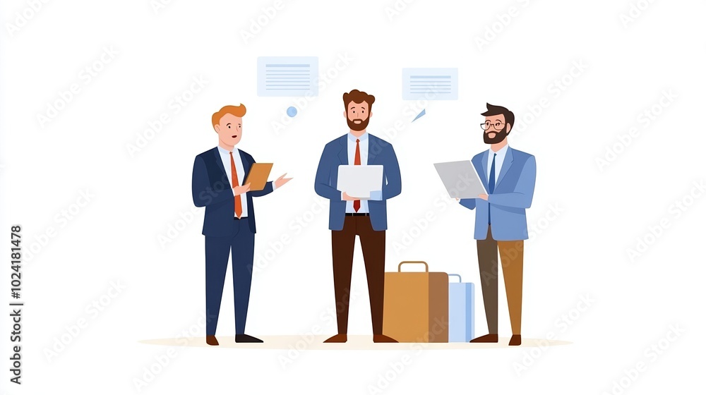 Three professionals discussing ideas, white isolated background. Three professionals discussing ideas, white isolated background.