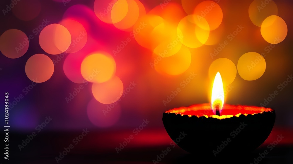 Diwali lamp silhouette with a warm, inviting glow against a vibrant background. Diwali lamp silhouette with a warm, inviting glow against a vibrant background.