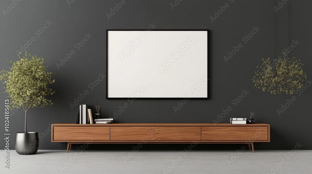 A blank canvas ready for your design in a modern living room. A blank canvas ready for your design in a modern living room.