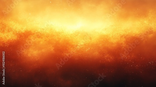 Abstract background with orange and yellow clouds and bright light.