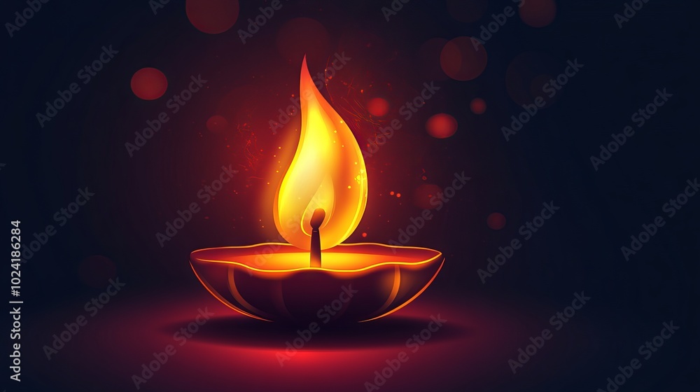 Silhouette of a diya with a glowing flame, creating a festive atmosphere. Silhouette of a diya with a glowing flame, creating a festive atmosphere.