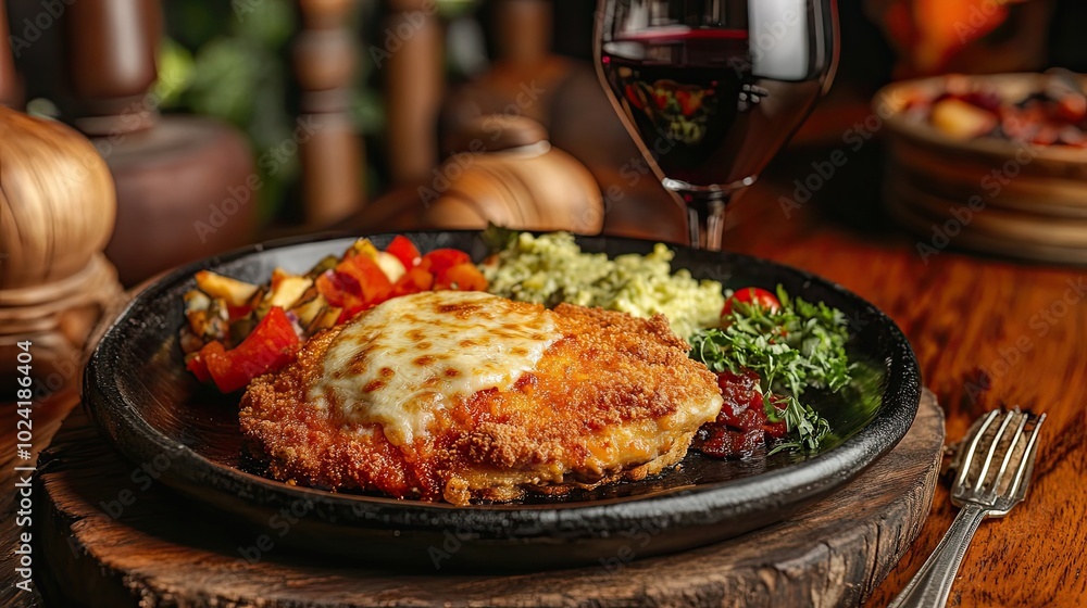 A Close-Up of a Delicious Chicken Parmesan with Melted Cheese A Close-Up of a Delicious Chicken Parmesan with Melted Cheese