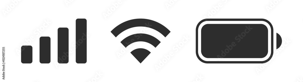 iPhone ios notification bar battery wifi signal icons vector illustration iPhone ios notification bar battery wifi signal icons vector illustration
