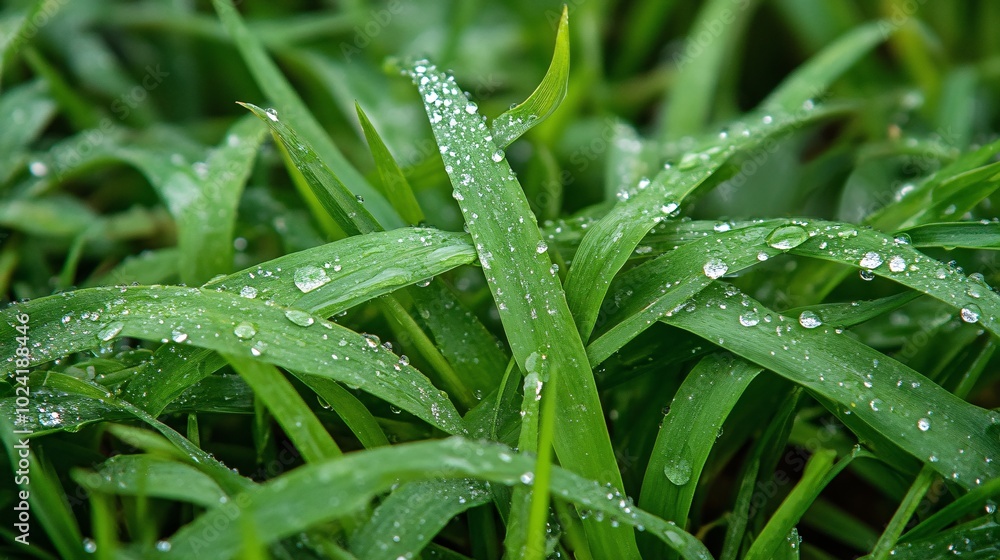 2410_098.raindrops on grass tips, verdant foliage texture, refreshing natural scene, extreme close-up, soft focus background, dew-kissed lawn, tranquil morning atmosphere, earth day inspired 2410_098.raindrops on grass tips, verdant foliage texture, refreshing natural scene, extreme close-up, soft focus background, dew-kissed lawn, tranquil morning atmosphere, earth day inspired