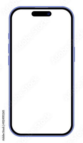 Latest iPhone 16 Pro Max modern realistic mobile phone device mockup design. Smartphone empty screen template with blue color frame vector