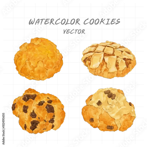 chocolate chip cookies isolated