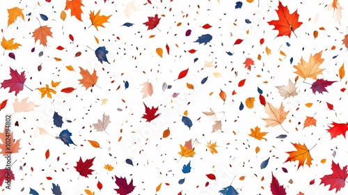 2410_190.whimsical falling leaves pattern, rich autumnal colors, mix of maple, oak, and generic leaf shapes, floating design, vector art style, clean composition, white negative space