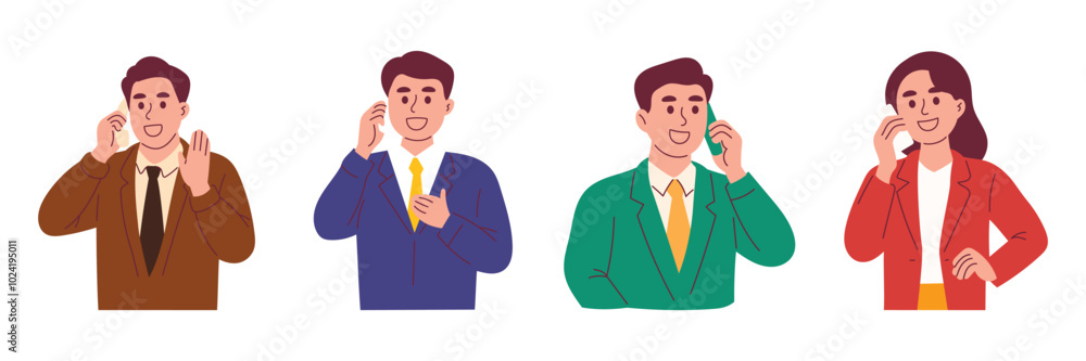 Business People Talking on Phone, People Use Gadgets Communicate Online Business People Talking on Phone, People Use Gadgets Communicate Online
