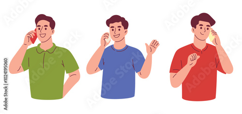 Man Talking on Phone, People Use Gadgets Communicate Online