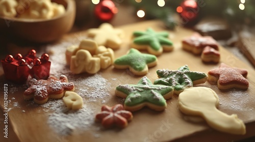 making christmas cookies- raw dough and mold