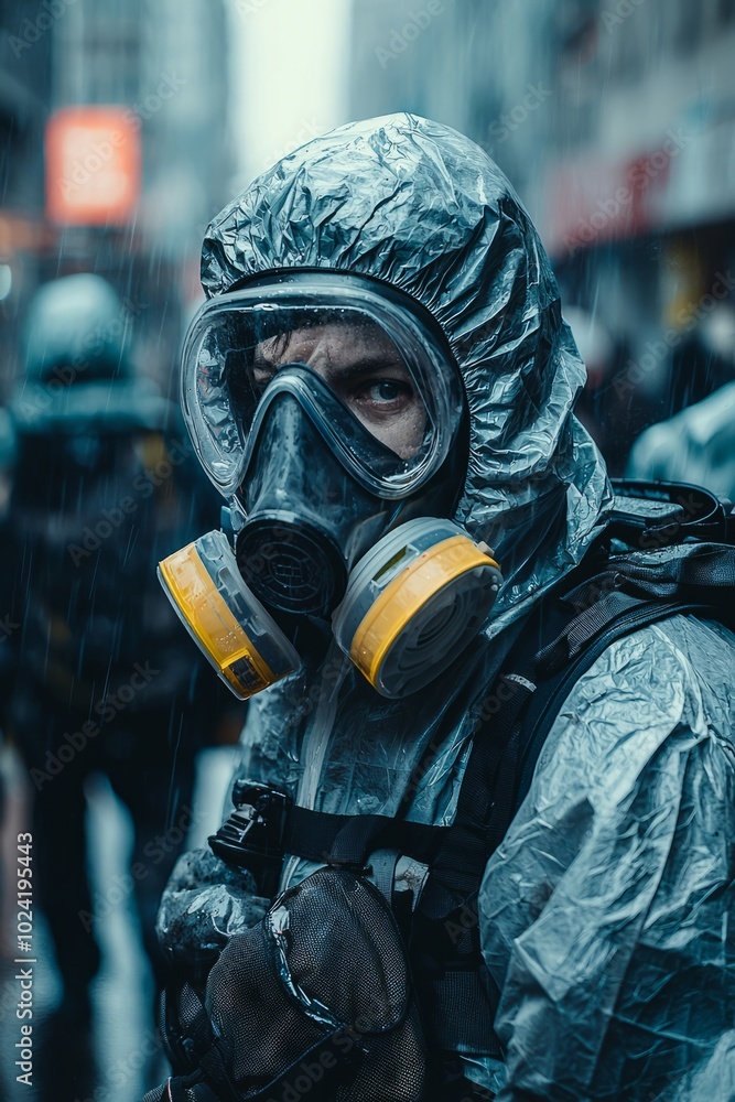 Hazardous materials team responding to a chemical spill, wearing protective gear and taking necessary precautions, Generative AI Hazardous materials team responding to a chemical spill, wearing protective gear and taking necessary precautions, Generative AI