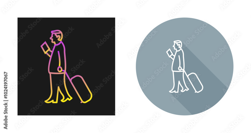 Walking with Luggage Vector Icon Walking with Luggage Vector Icon