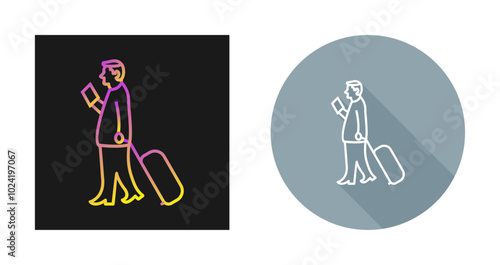 Walking with Luggage Vector Icon