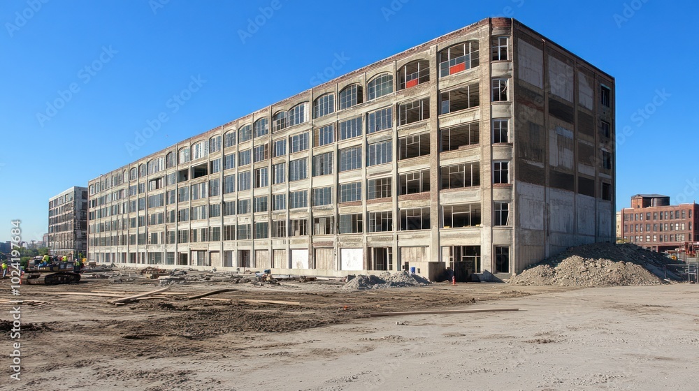 View of An old factory being adapted into luxury loft apartments, where ...