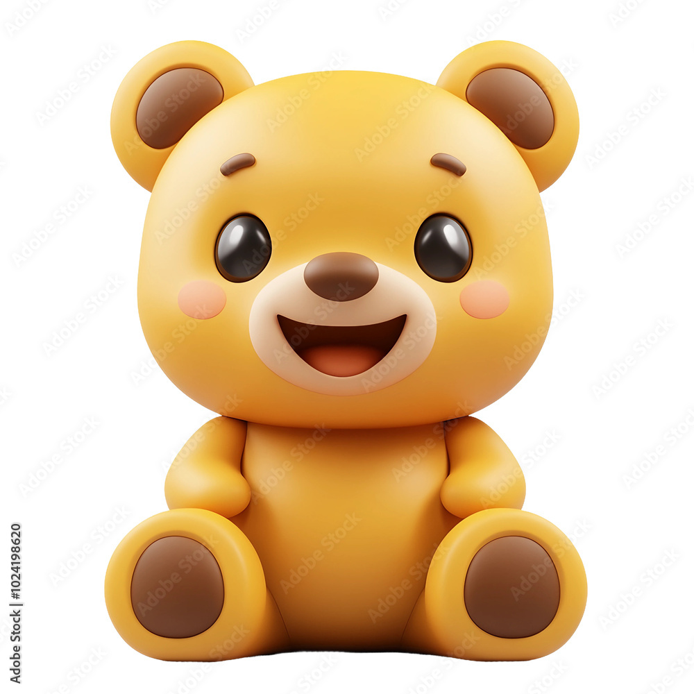 Fototapeta premium A Cute Brown Teddy Bear Toy Smiling Cheerfully with Adorable Features