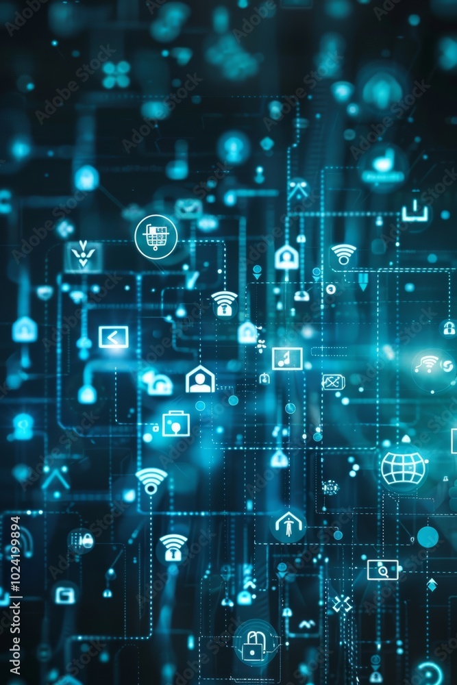 Copy space enhanced with cybersecurity icons. Copy space enhanced with cybersecurity icons.
