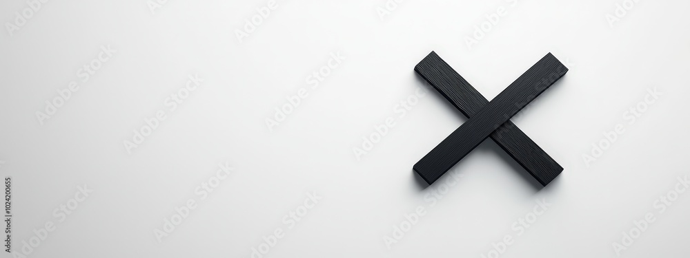 Fototapeta premium Minimalist cross made of two intersecting lines on a plain background