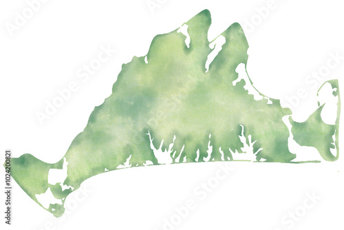 Watercolor Map of Martha's Vineyard