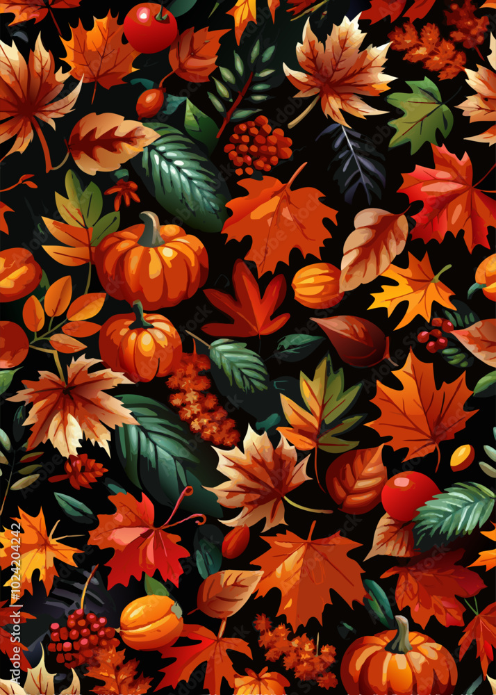 Fototapeta premium seamless background with pumpkins