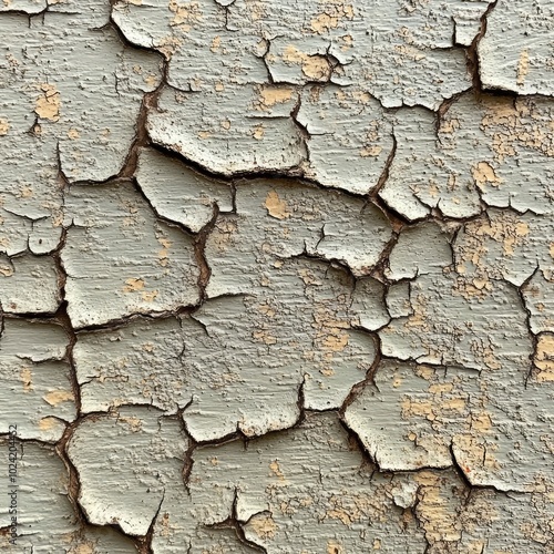 Cracked Paint Texture - Abstract Grey and Yellow Background