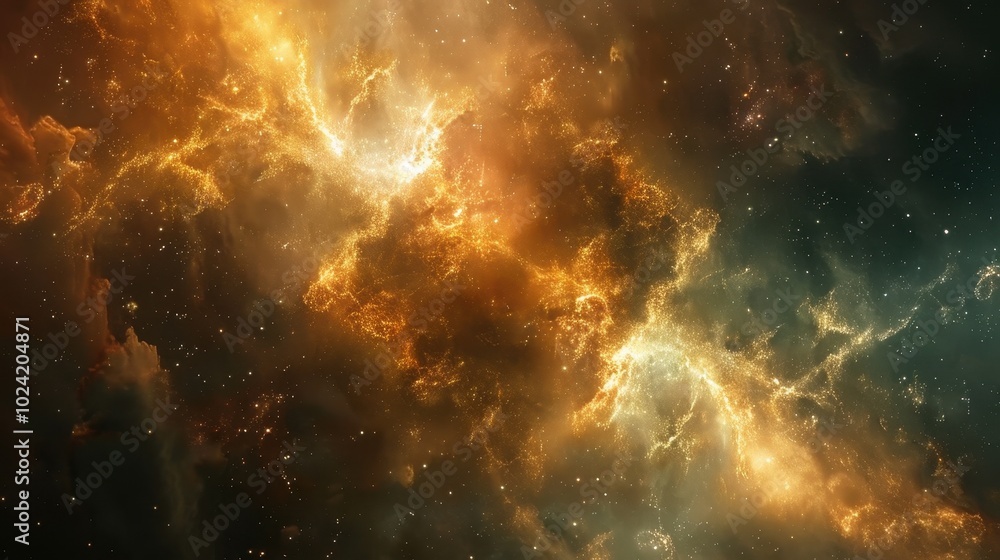 Stunning image of a vibrant nebula in deep space, showcasing colorful clouds of gas and dust against a dark cosmic backdrop.