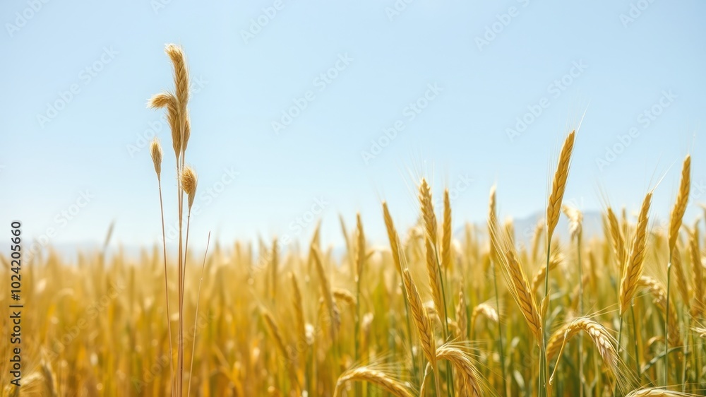 Obraz premium Dried Pampas Grass and Golden Wheat Field in Summer – High-Resolution Documentary Photography