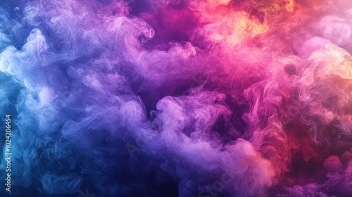 Abstract colorful, multicolored smoke spreading, bright background for advertising or design, wallpaper for gadget. Neon lighted smoke texture, blowing clouds. Modern designed.