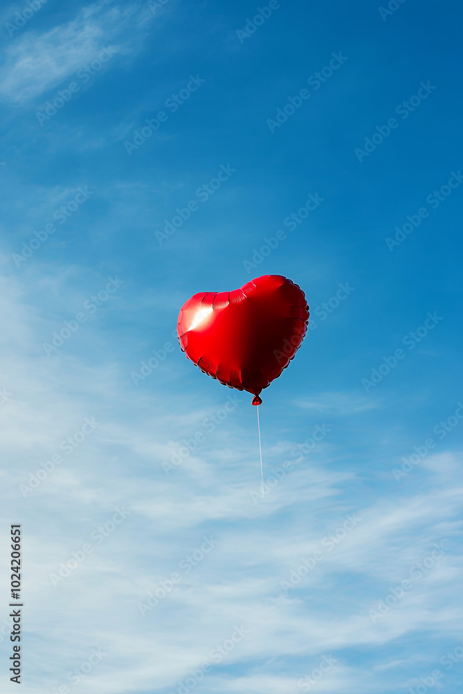 Fototapeta premium Heart-shaped balloon floating in the air