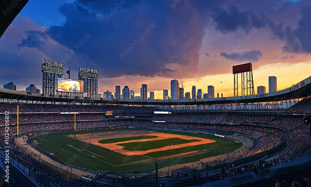Baseball Stadium at Sunset Baseball Stadium at Sunset
