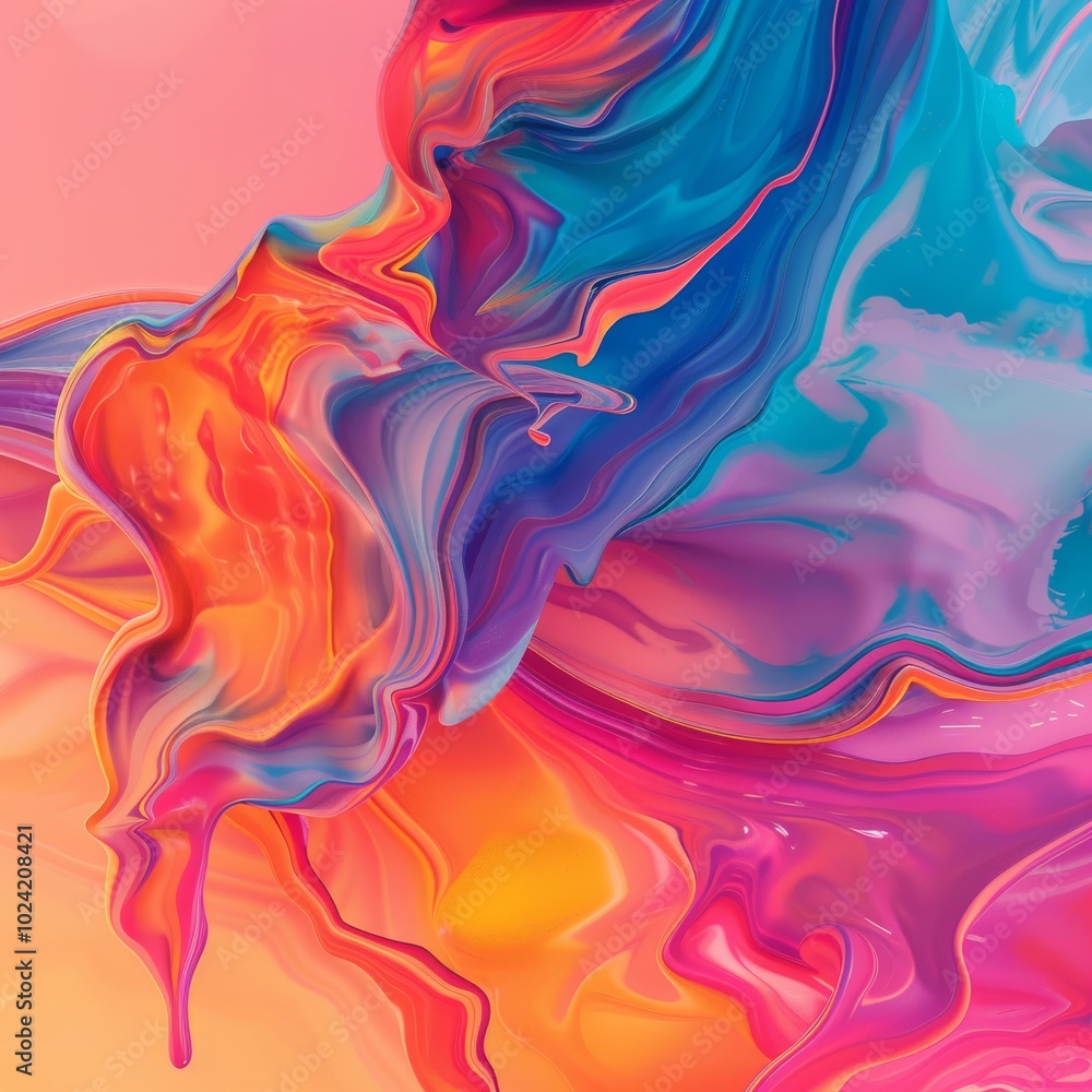 A colorful abstract painting with a lot of orange and blue swirls A colorful abstract painting with a lot of orange and blue swirls