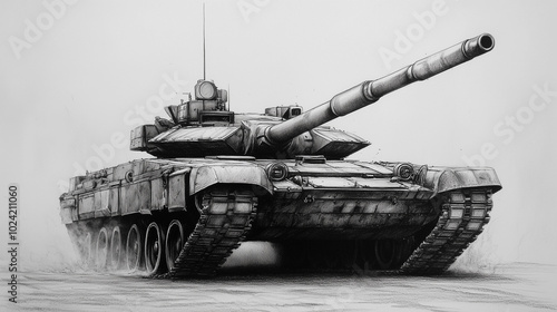 Pencil drawing of a tank