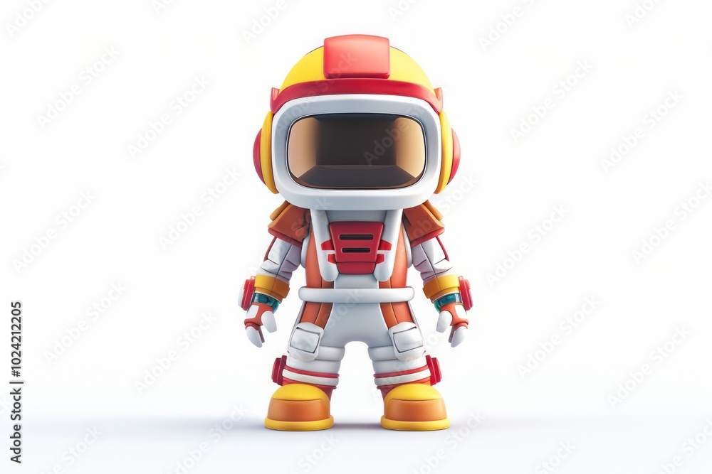 Cartoon Astronaut in Red, Yellow, and White Space Suit Cartoon Astronaut in Red, Yellow, and White Space Suit