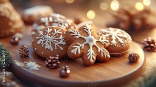 Christmas and New Year celebration traditions, festive sweets, family culinary. Traditional gingerbread. Friends decorating freshly baked cookies with icing and mastic