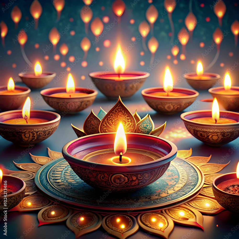 generated illustration of Diwali Hindu festival generated illustration of Diwali Hindu festival
