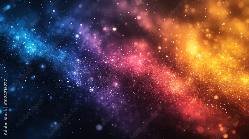 A vibrant cosmic scene with colorful nebulae and sparkling stars. A vibrant cosmic scene with colorful nebulae and sparkling stars.