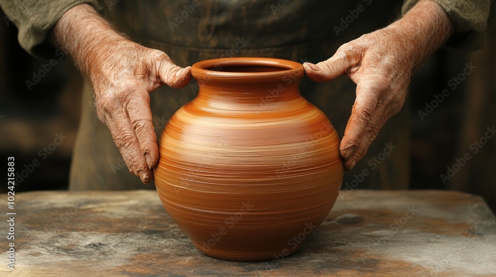 Potter Crafts Unique Vase with Skilled Hands Potter Crafts Unique Vase with Skilled Hands