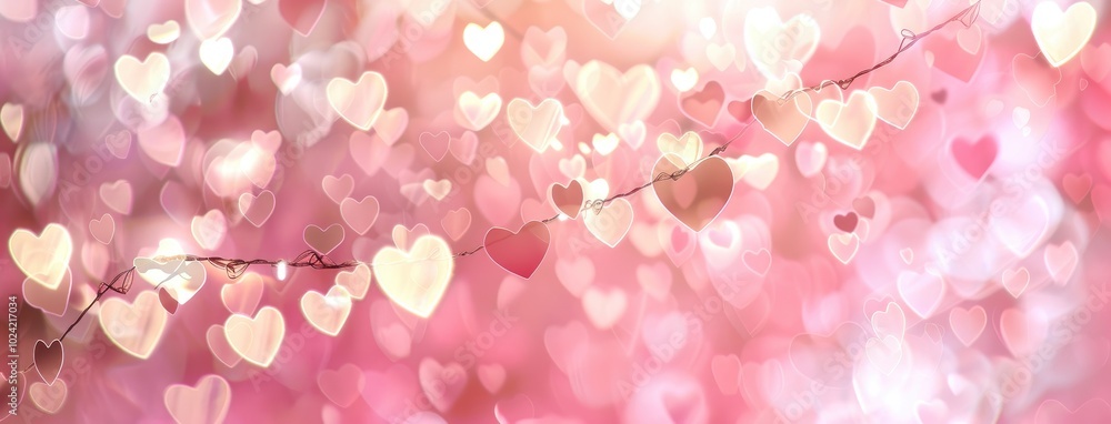 A soft pink background with delicate heart-shaped bokeh lights, creating an atmosphere of romance and love for Special Day or Mother's day. A soft pink background with delicate heart-shaped bokeh lights, creating an atmosphere of romance and love for Special Day or Mother's day.