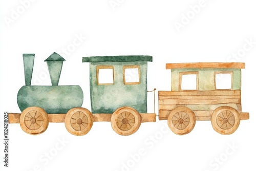 simple hand made drawing of a choo choo steam train on white background - nusery decoration photo