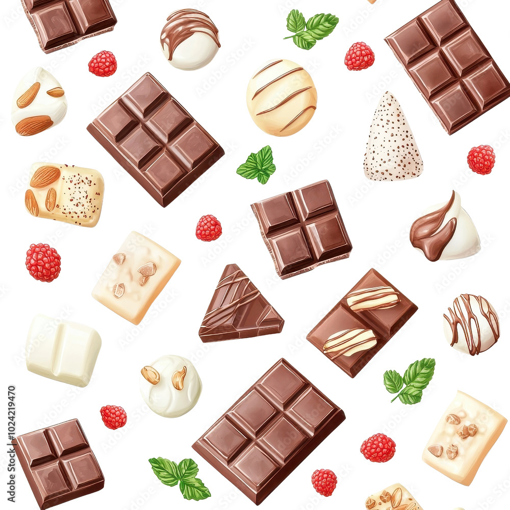 Watercolor seamless pattern of white chocolate, isolated on a white background, artistic and visually appealing. PNG Watercolor seamless pattern of white chocolate, isolated on a white background, artistic and visually appealing. PNG