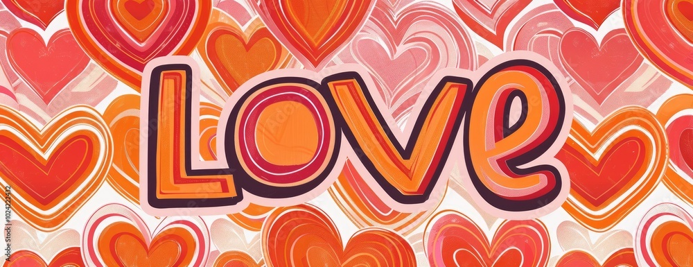 Fototapeta premium 3D word LOVE with heart and rose on pink background, an elegant card with love background