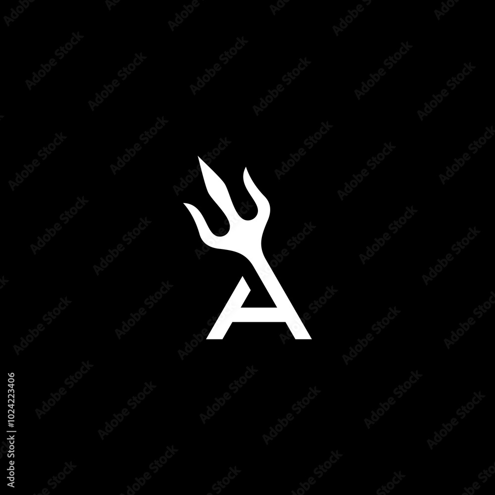 abstract trident and letter A abstract trident and letter A