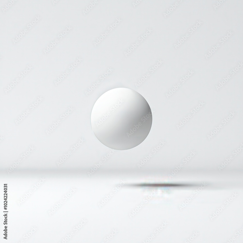 Single, floating sphere with a soft shadow on a blank canvas Single, floating sphere with a soft shadow on a blank canvas