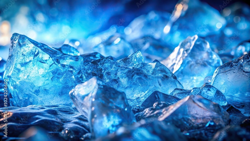 Translucent ice texture with blue light accents, point of view Translucent ice texture with blue light accents, point of view