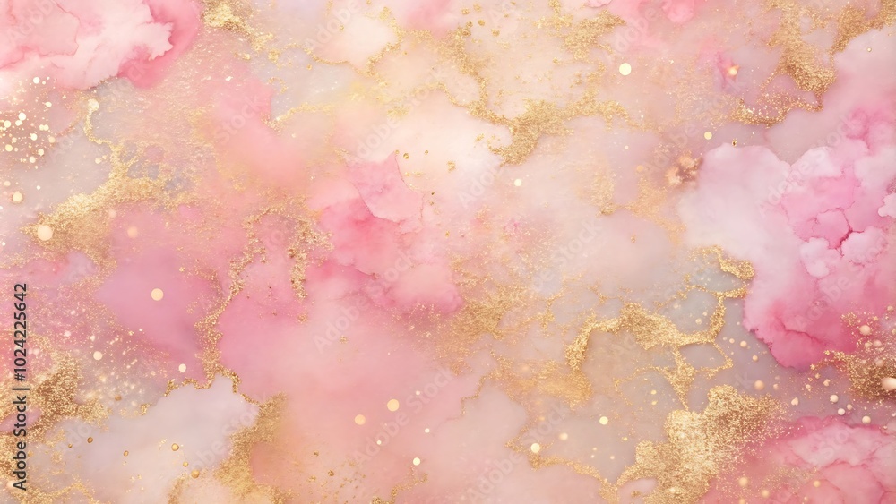 Fototapeta premium Elegant pink and gold abstract watercolor background
