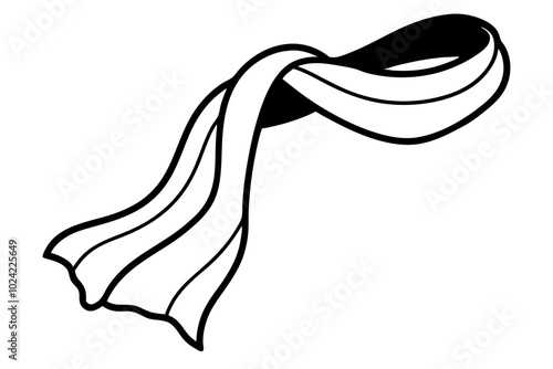 

Scarf line art vector, scarf muffler cloth icon, scarf outline coloring book page 
