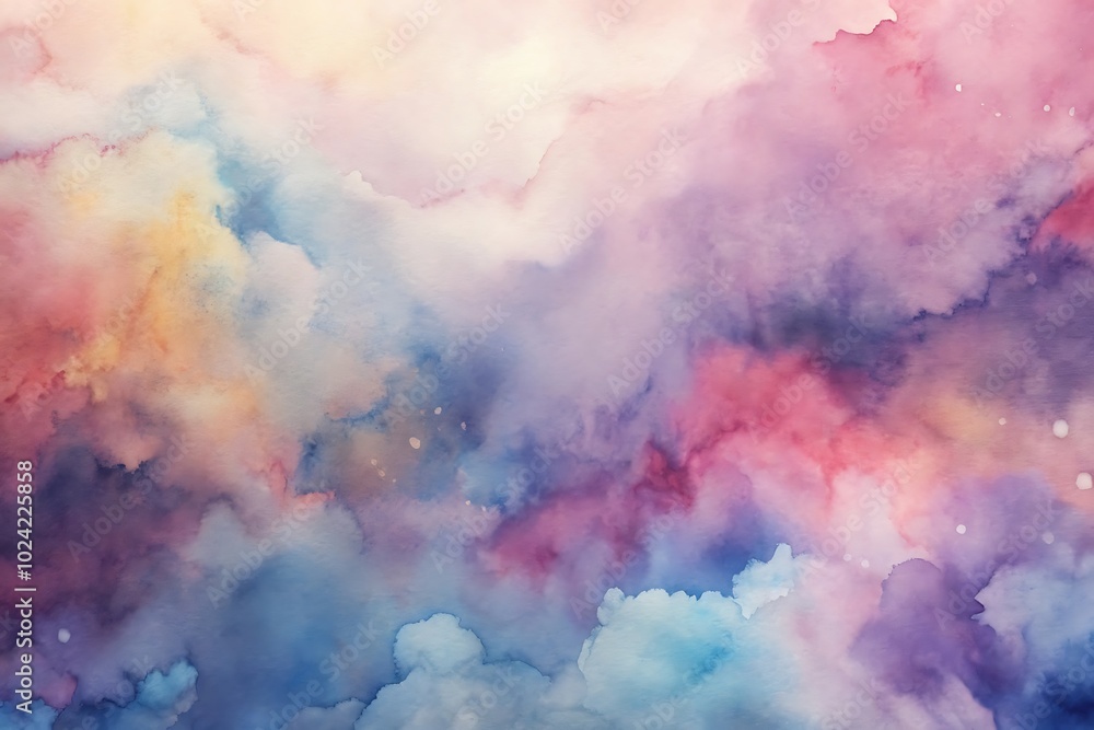 Ethereal watercolor abstract clouds in soft pastel hues Ethereal watercolor abstract clouds in soft pastel hues