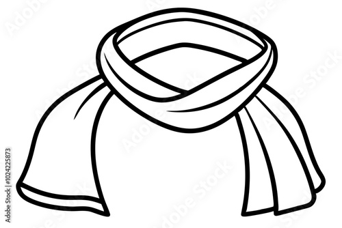 

Scarf line art vector, scarf muffler cloth icon, scarf outline coloring book page 
