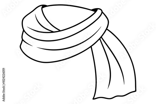 

Scarf line art vector, scarf muffler cloth icon, scarf outline coloring book page 
