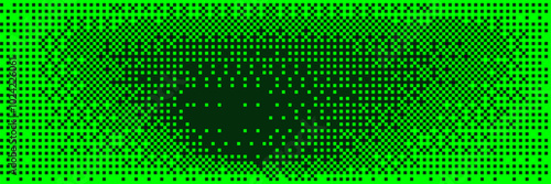 Dither bitmap vector texture. Abstract green gradient transition background. Pixel screen