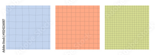Groovy checker line background collection. Set of trendy paper sheet with doodle grid. Y2k style notebook texture